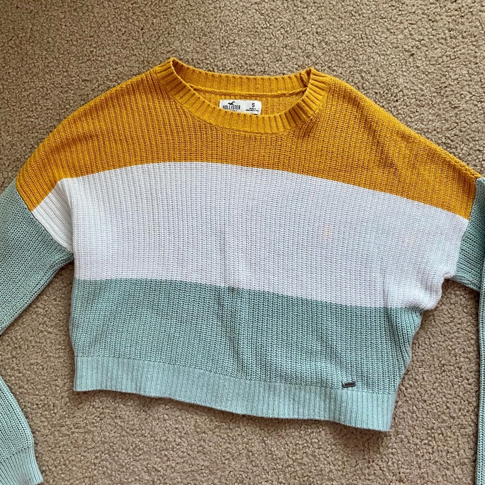 Women's Hollister Oversized Striped Sweater Crewneck Long Sleeve
